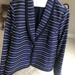 Preston & York, Size 16, Navy, black and white strip Jacket, Blazer new with tag